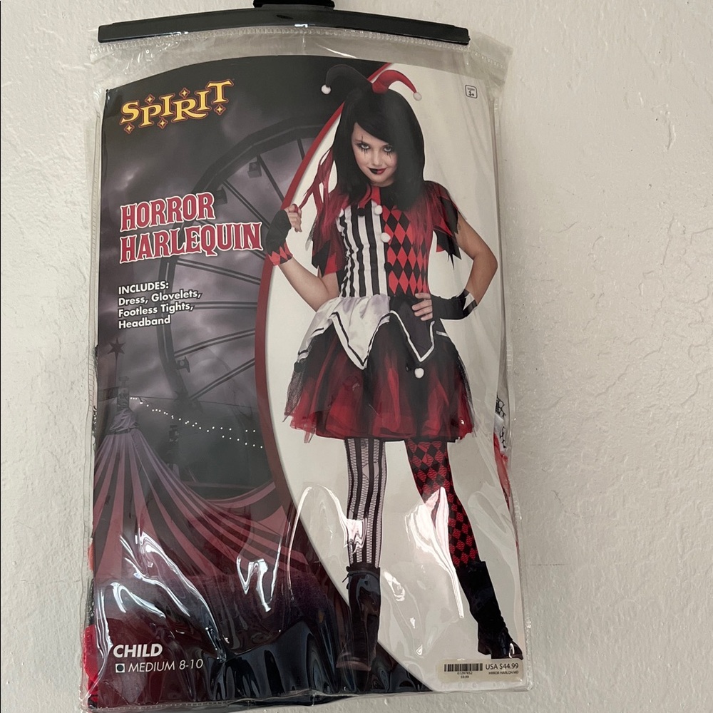 Spirit Kids Harlequin Costume - Red, Black, and White